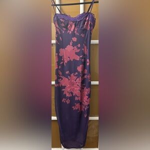 Blue and Pink Floral Maxi Slip Dress